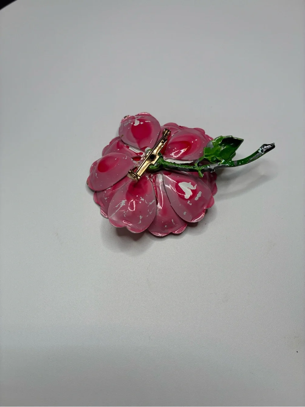 Vintage Pink Floral Enamel Flower Brooch for Women